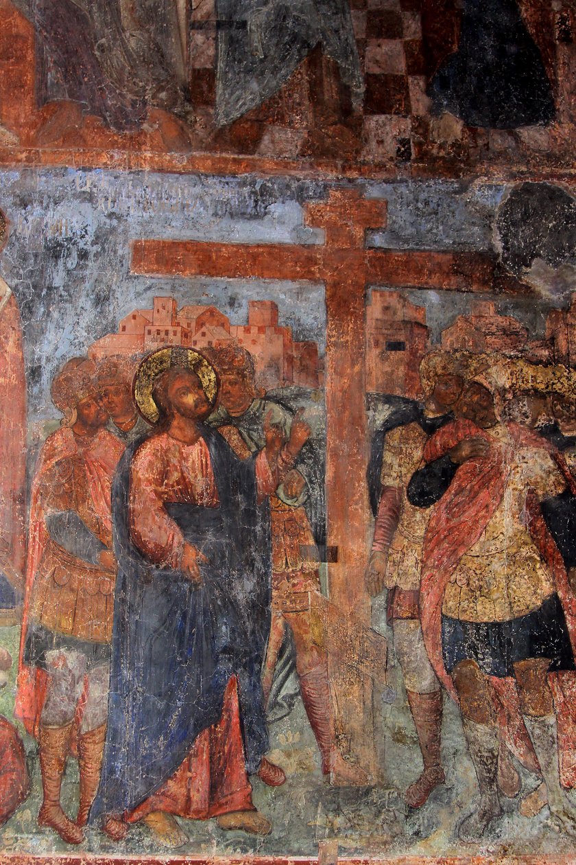 Freskó a Szűzanya-székesegyházban, Novgorod, 18. század eleje. alkotó: Ivan Yakovlevich Bakhmatov