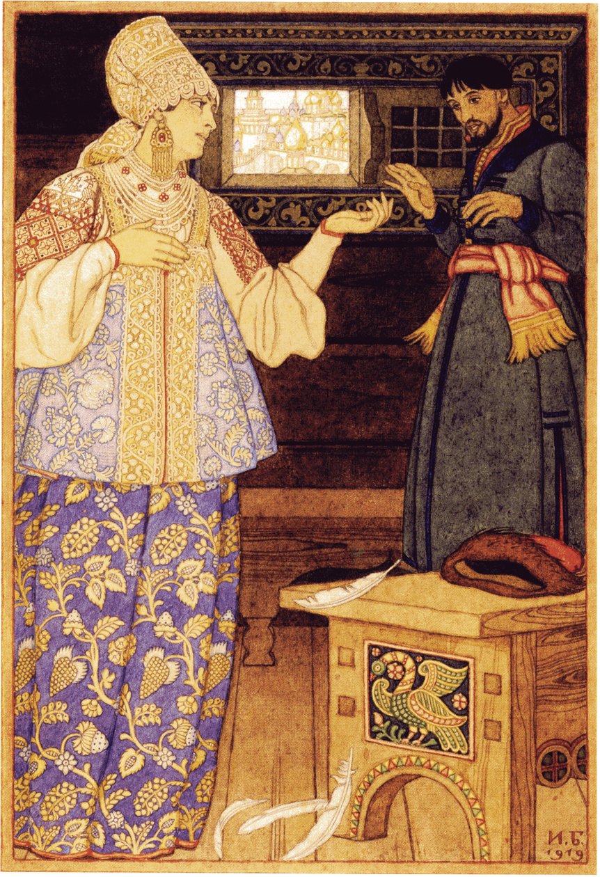 Íjász felesége és Andrej íjász, 1919 alkotó: Ivan Yakovlevich Bilibin