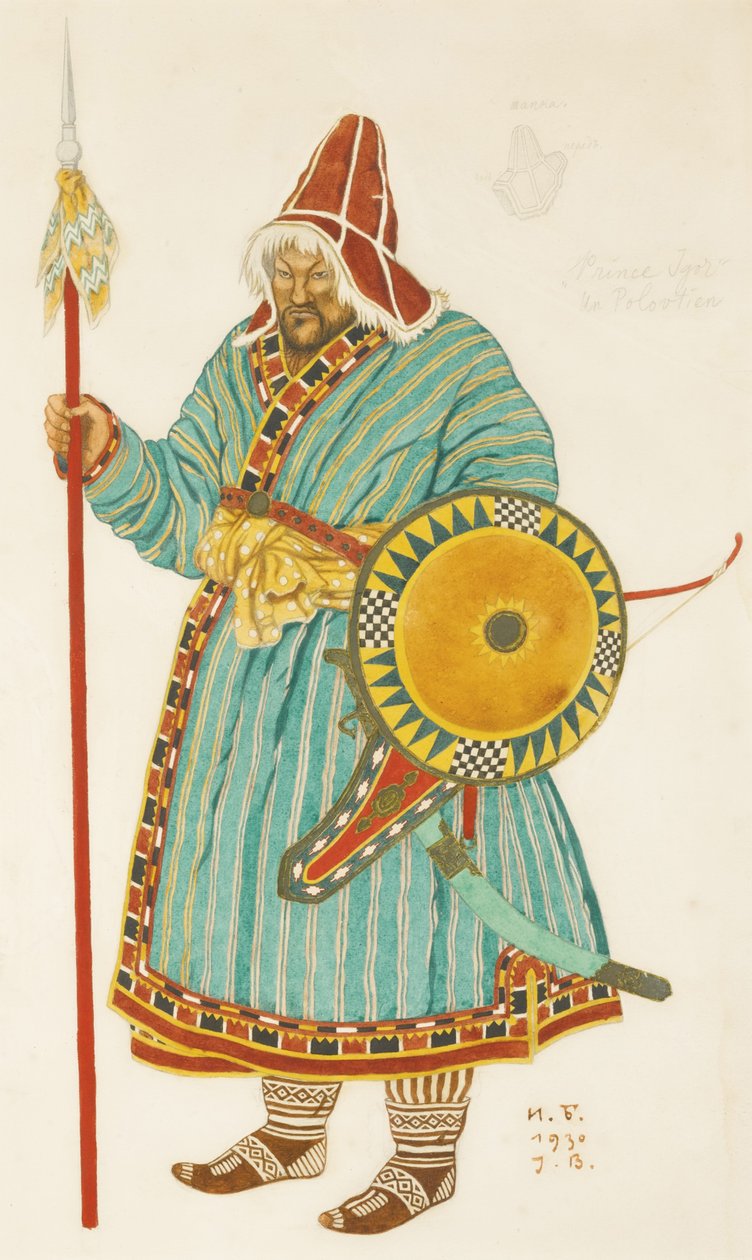 Jelmezterv A. Borodin Igor herceg című operájához, 1930 alkotó: Ivan Yakovlevich Bilibin