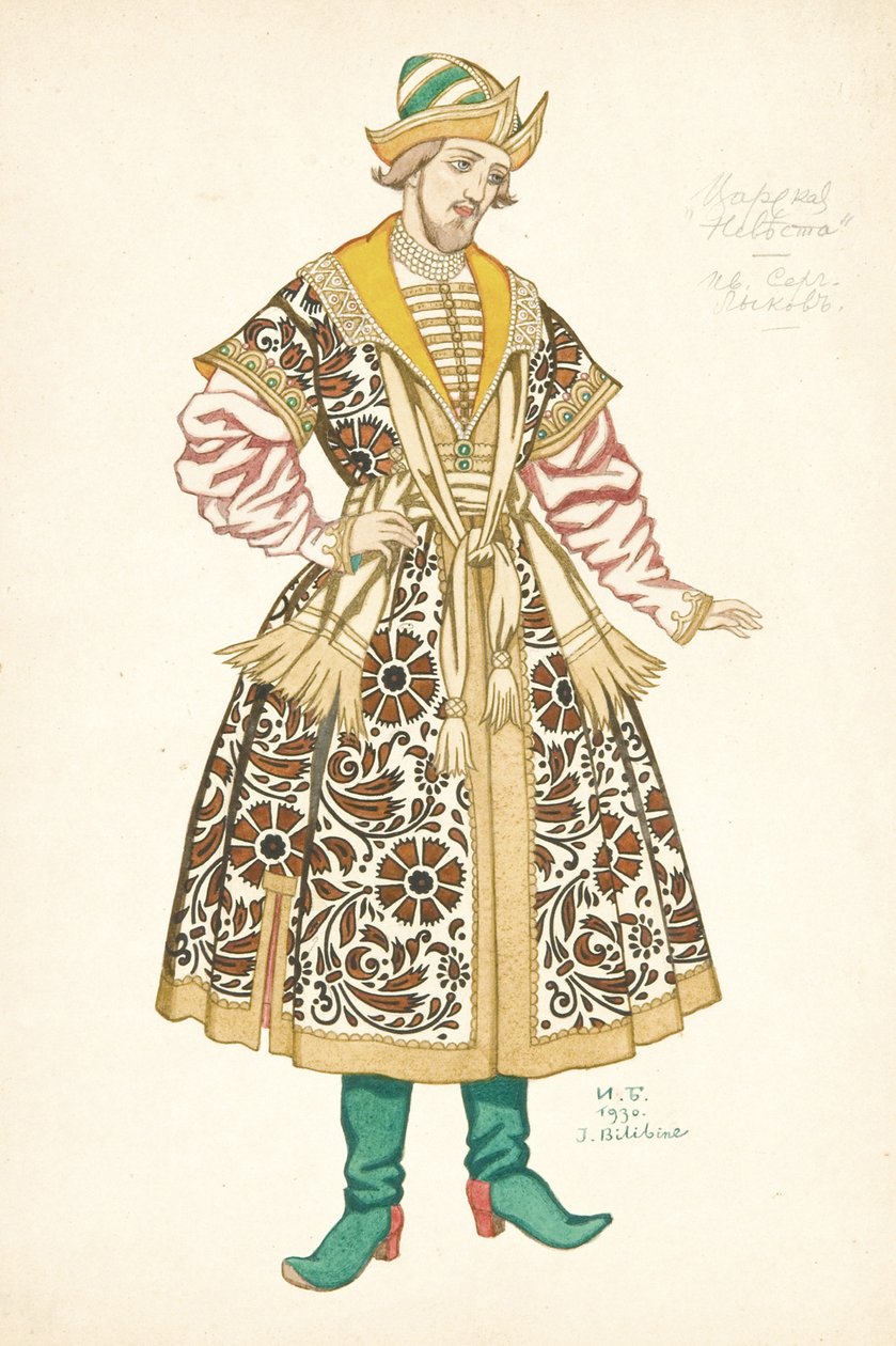 Jelmezterve N. Rimszkij-Korszakov A cár menyasszonya című operájához, 1930 alkotó: Ivan Yakovlevich Bilibin