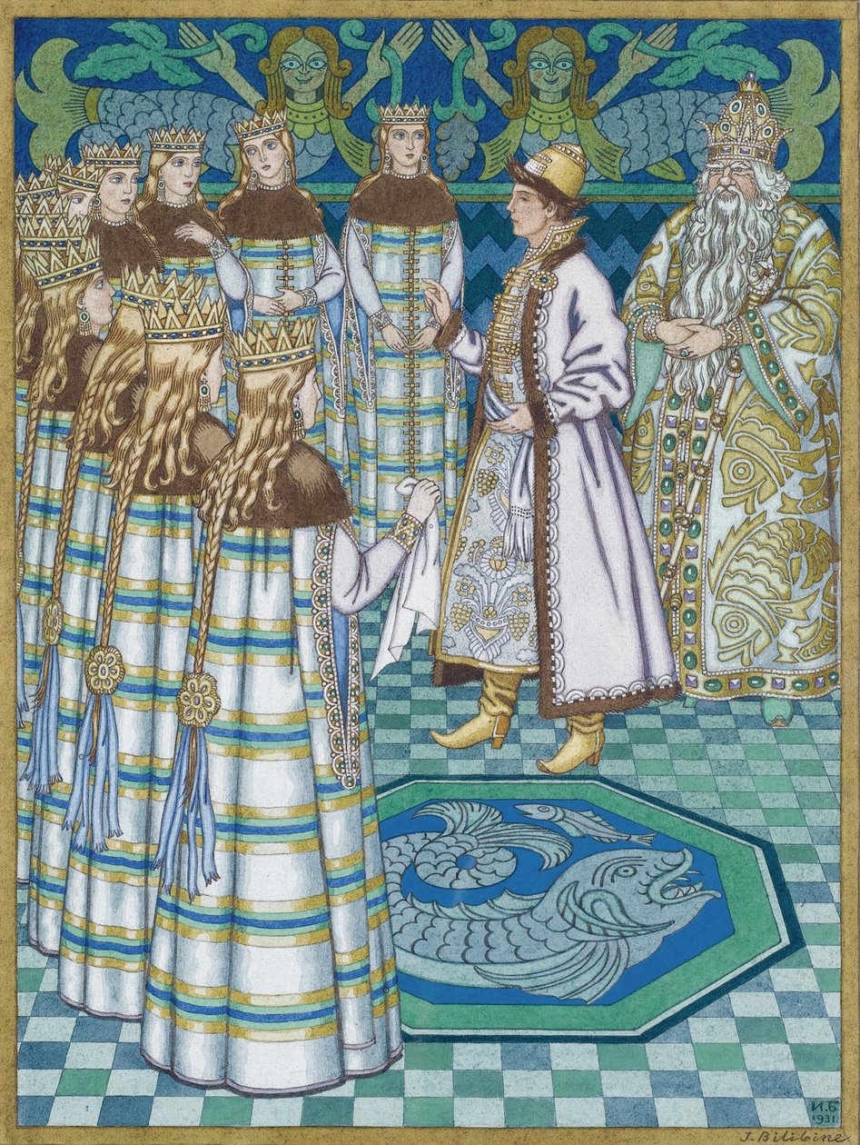 Illusztráció a szép Vaszilisza meséhez alkotó: Ivan Yakovlevich Bilibin