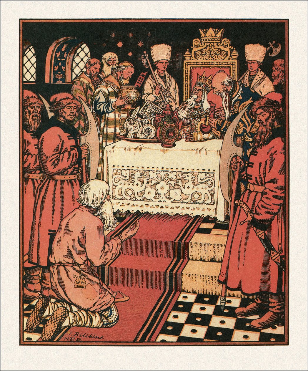 Illusztráció a Halász és a hal meséjéhez, 1933 alkotó: Ivan Yakovlevich Bilibin