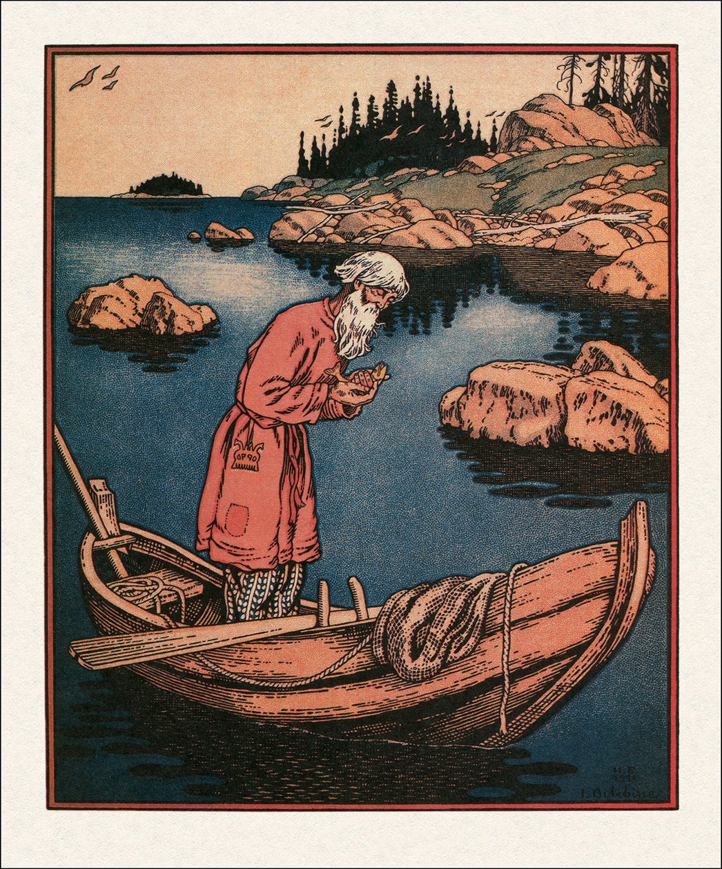 Illusztráció a Halász és a hal meséjéhez, 1933 alkotó: Ivan Yakovlevich Bilibin