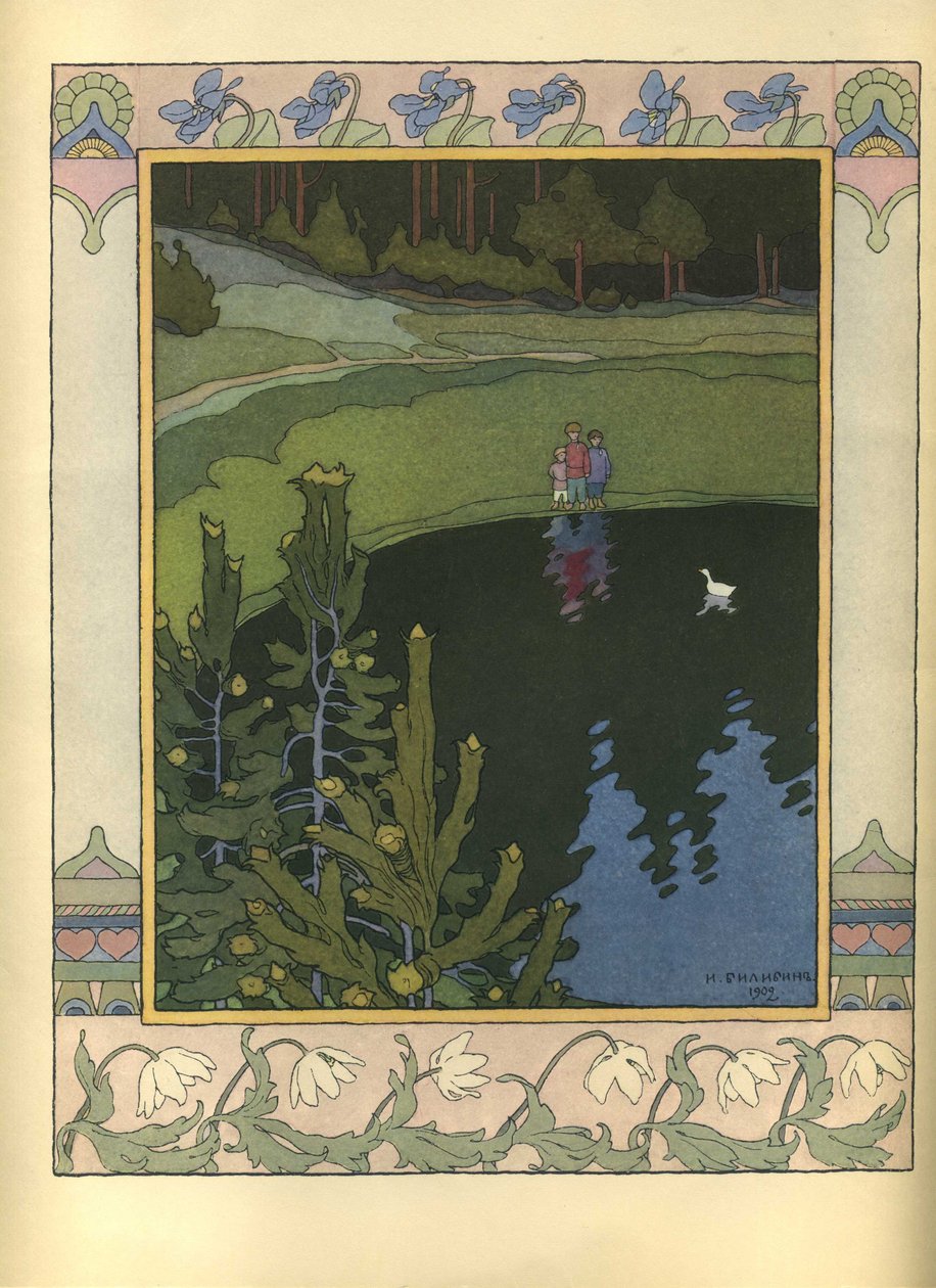 Illusztráció a Fehér kacsa című meséhez, 1902 alkotó: Ivan Yakovlevich Bilibin