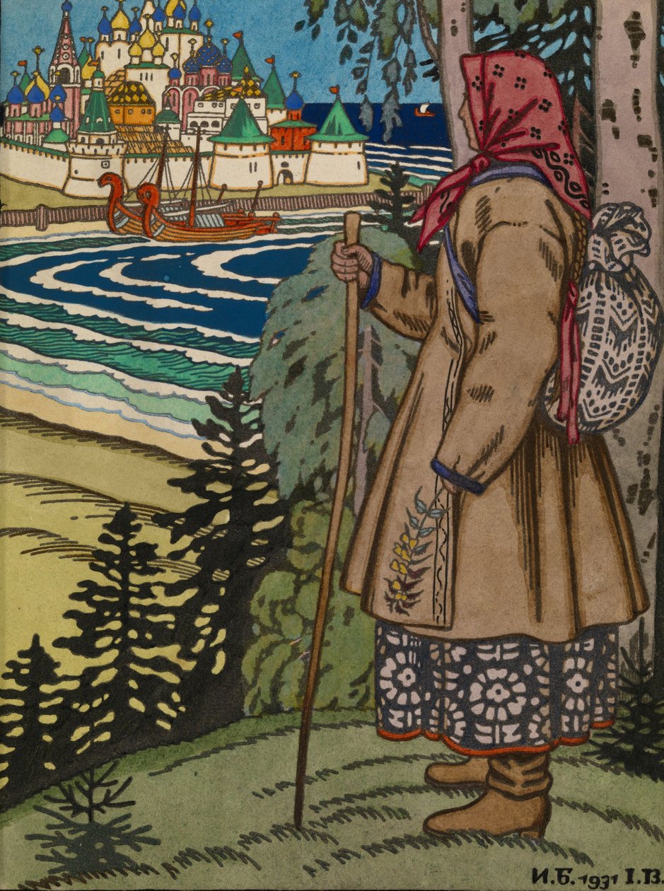 Parasztlány. Illusztráció a Contes de lIsba című könyvhöz, 1931 alkotó: Ivan Yakovlevich Bilibin