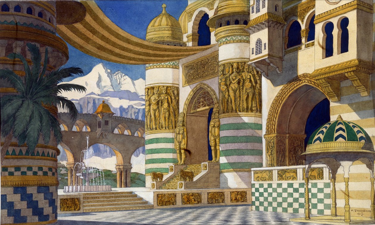 Színpadterv M. Glinka Ruslan és Ludmila című operájához, 1913 alkotó: Ivan Yakovlevich Bilibin