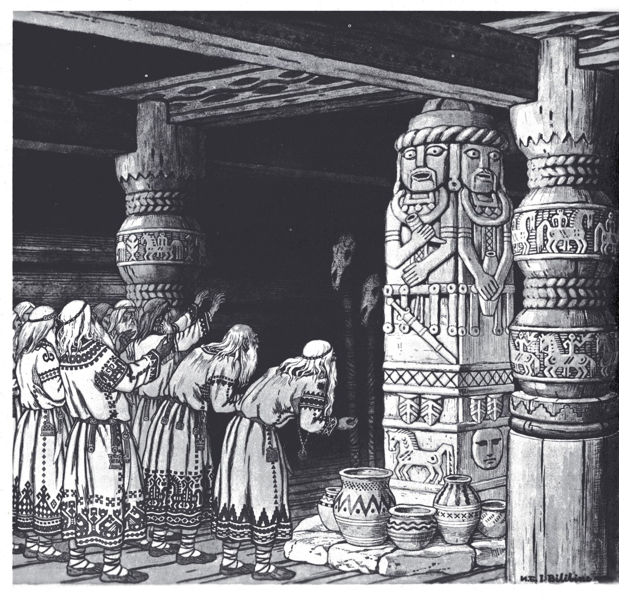 Svetovid isten imádása, 1934 alkotó: Ivan Yakovlevich Bilibin