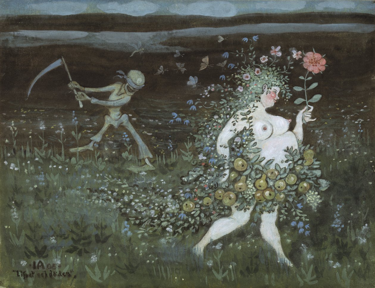La Vie et la Mort – Élet és halál, Arosenius, Ivar (1878-1909). Akvarell, gouache, papír alkotó: Ivar Axel Henrick Arosenius