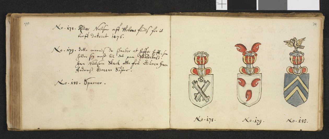 Illusztráció a Nemzeti Könyvtár magánarchívumából, Insignia quædam virorum illustrium in Norvegia quodam Habantium címmel, Iver Nielssøn Hirtzholm alkotó: Iver Hirtzholm