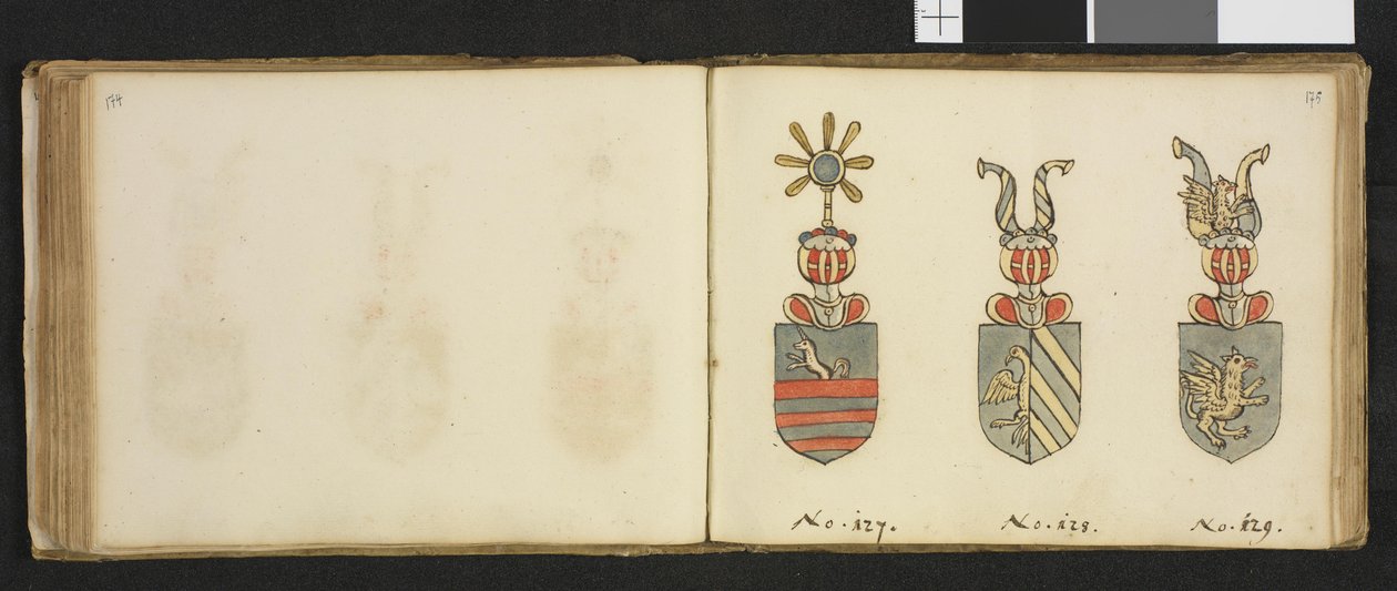 Illusztráció a Nemzeti Könyvtár magánarchívumából, Insignia quædam virorum illustrium in Norvegia quodam Habantium címmel, Iver Nielssøn Hirtzholm alkotó: Iver Hirtzholm