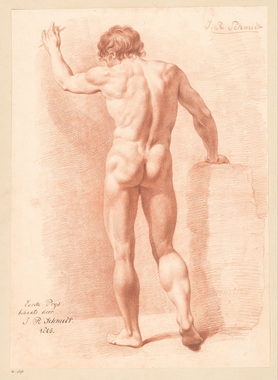 Álló férfi akt, hátulnézet (1. díj 1805) alkotó: Izaak Riewert Schmidt