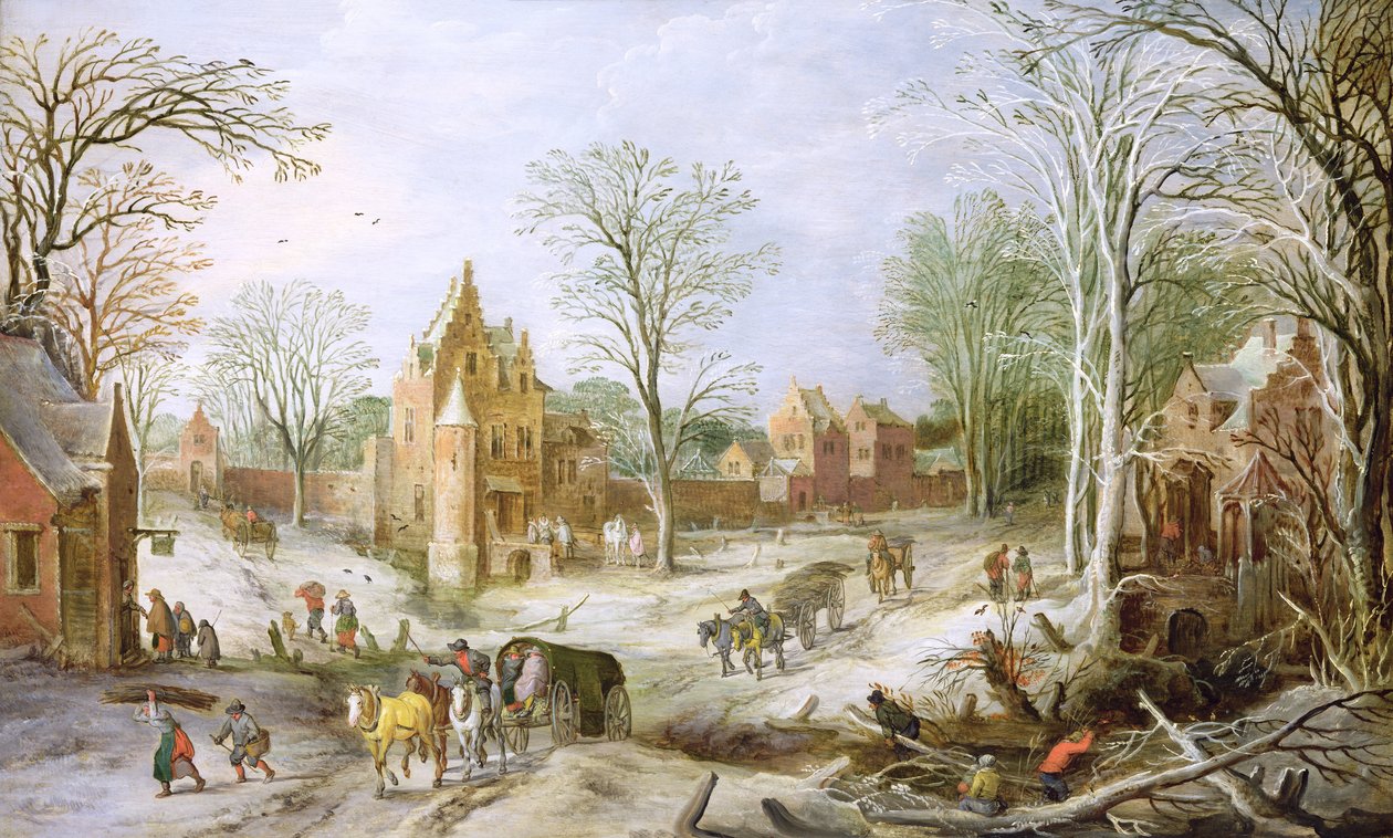 Erdős téli táj kocsival (panellel) alkotó: J. and Momper, J. de Brueghel
