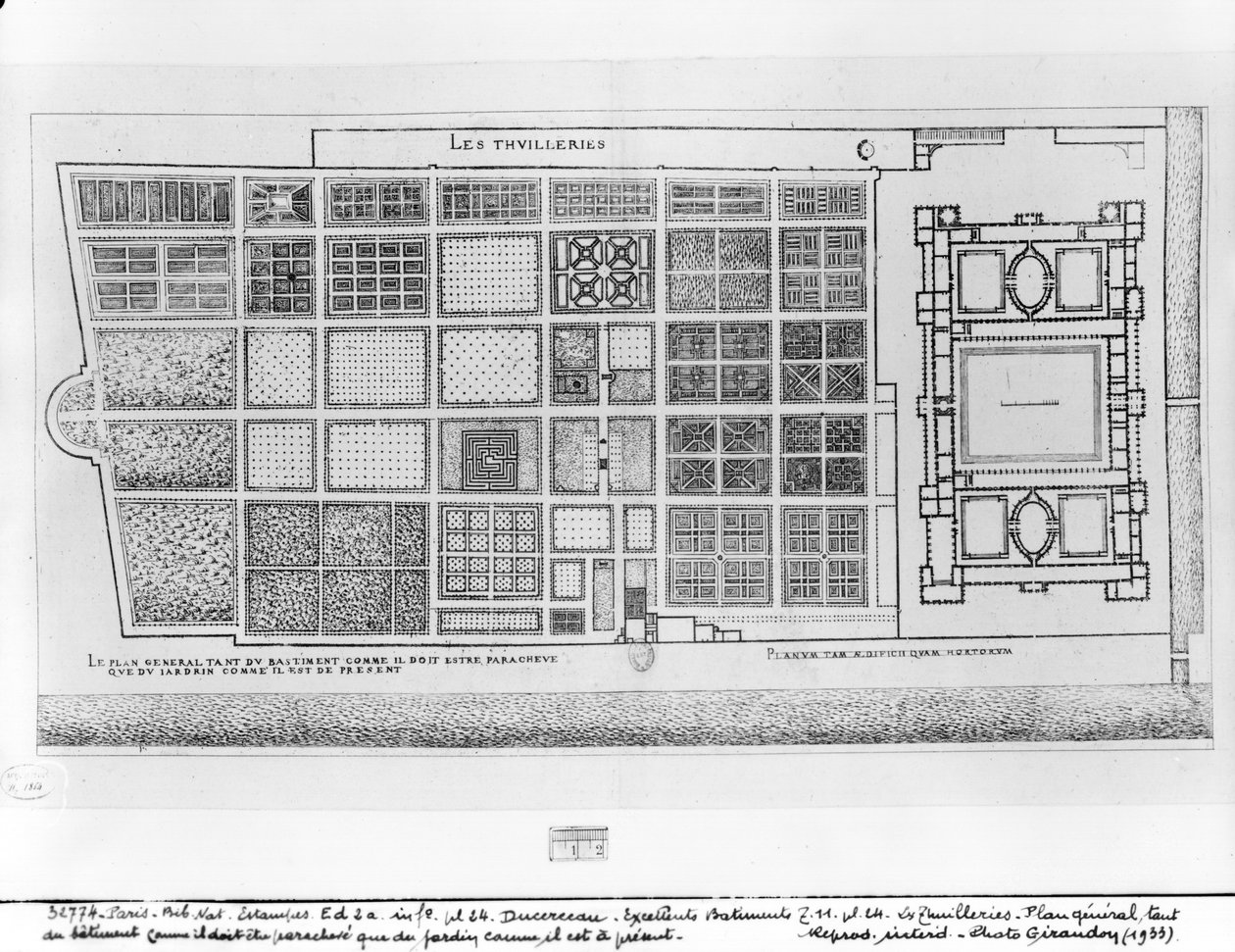 A párizsi Tuileries-palota és kert terve, Du Cerceau „Les Plus Excellents Batiments de France”-ból alkotó: J. Androuet Ducerceau