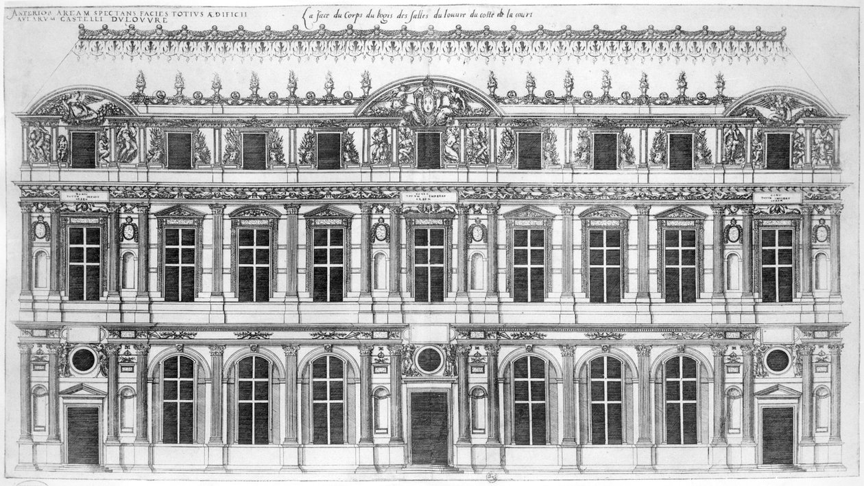A Louvre a „Franciaország legkiválóbb épületei” című filmből alkotó: J. Androuet Ducerceau