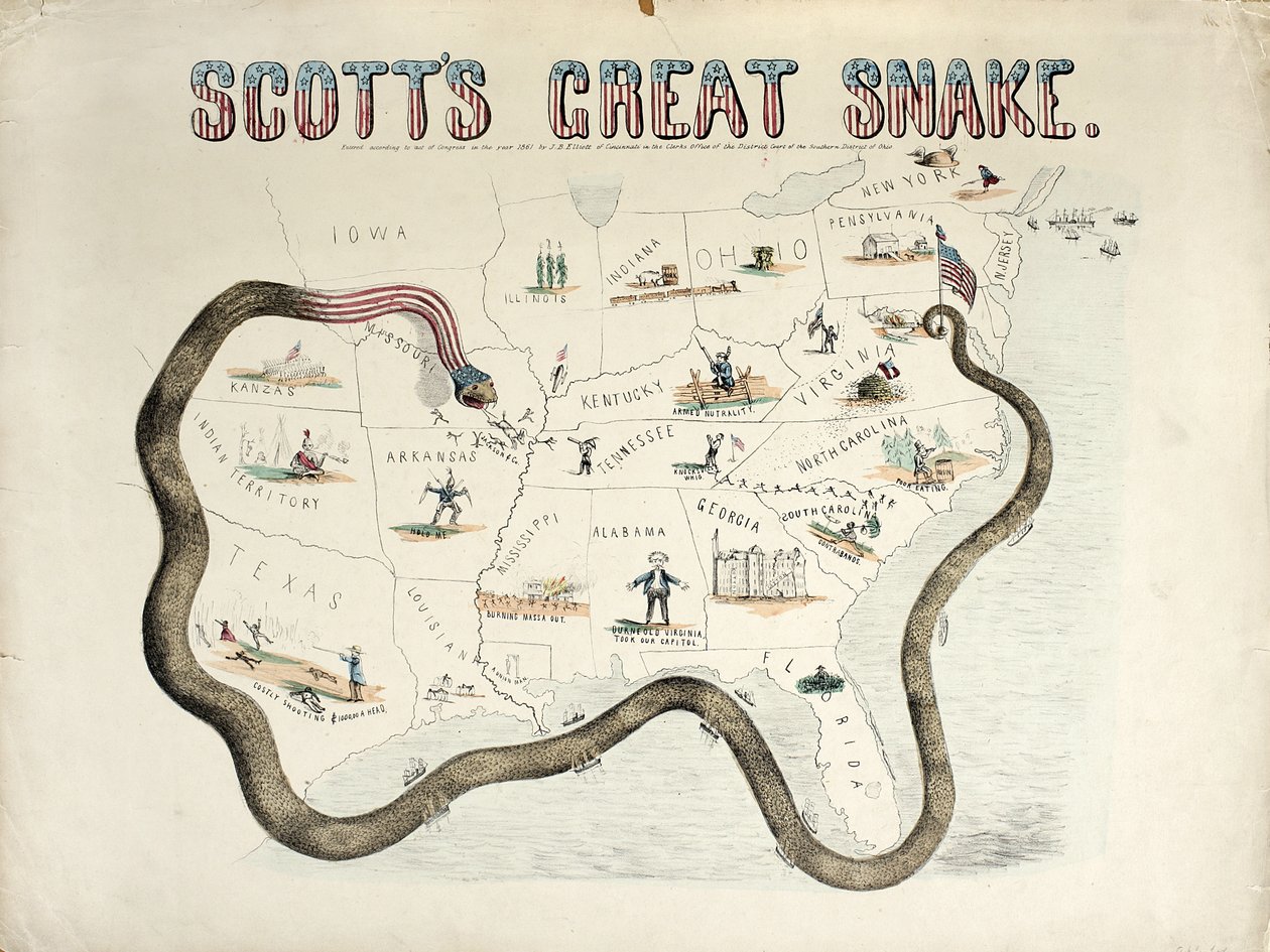 Scott nagy kígyója, 1861-es, kézzel színezett metszet alkotó: J. B. Elliott