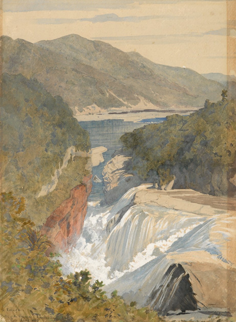 Te Reinga, a Wairoa -vízesés. Hawkes -öböl alkotó: J. C. Richmond