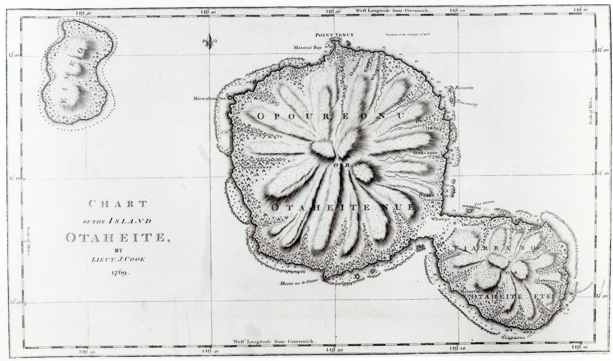 Otaheite sziget térképe, 1769 alkotó: J. Cook