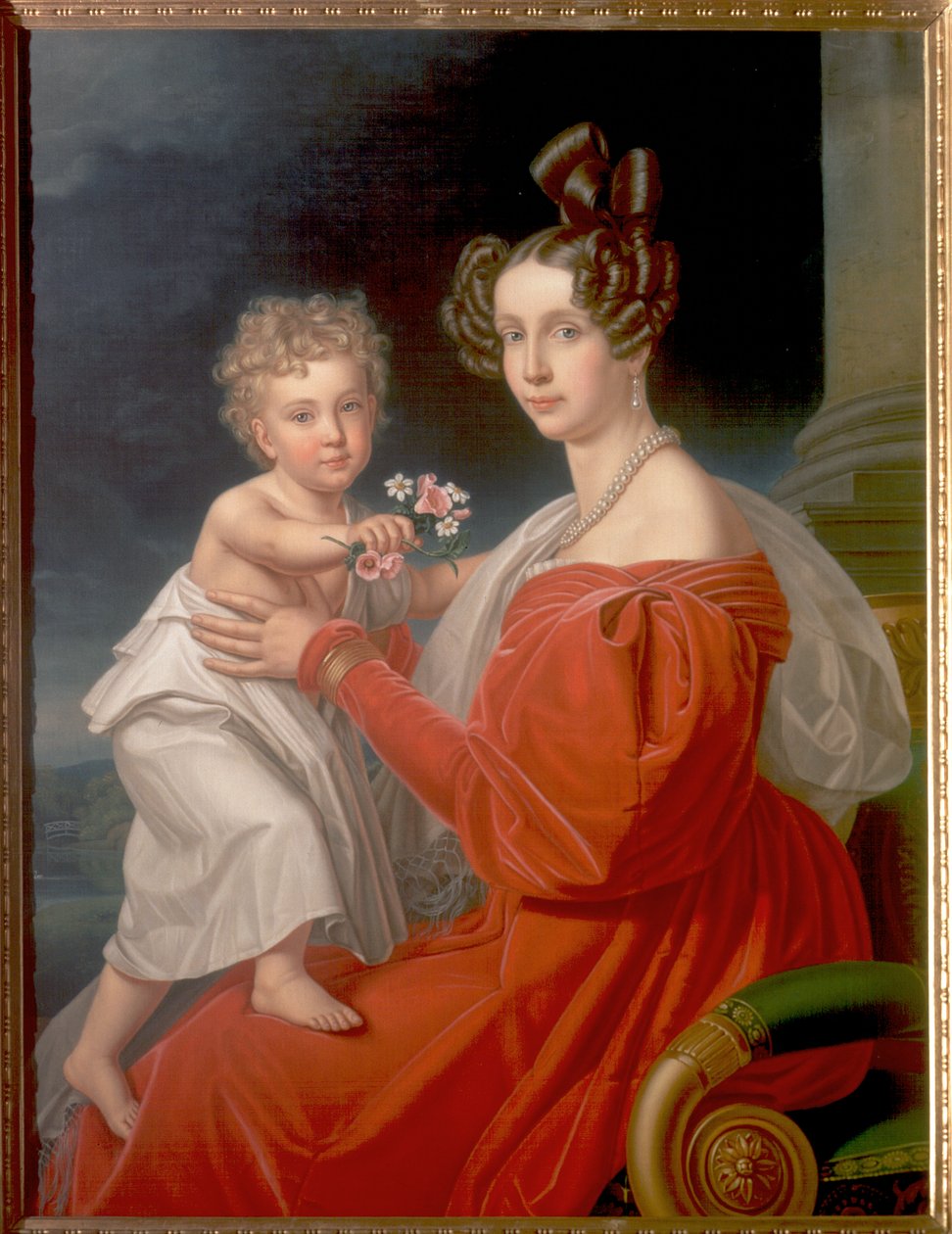 Zsófia osztrák főhercegnő (1805-72) kétéves fiával, Ferenc Józseffel (1830-1916) (később I. Ferenc József osztrák császár) alkotó: J. K. Stiegler