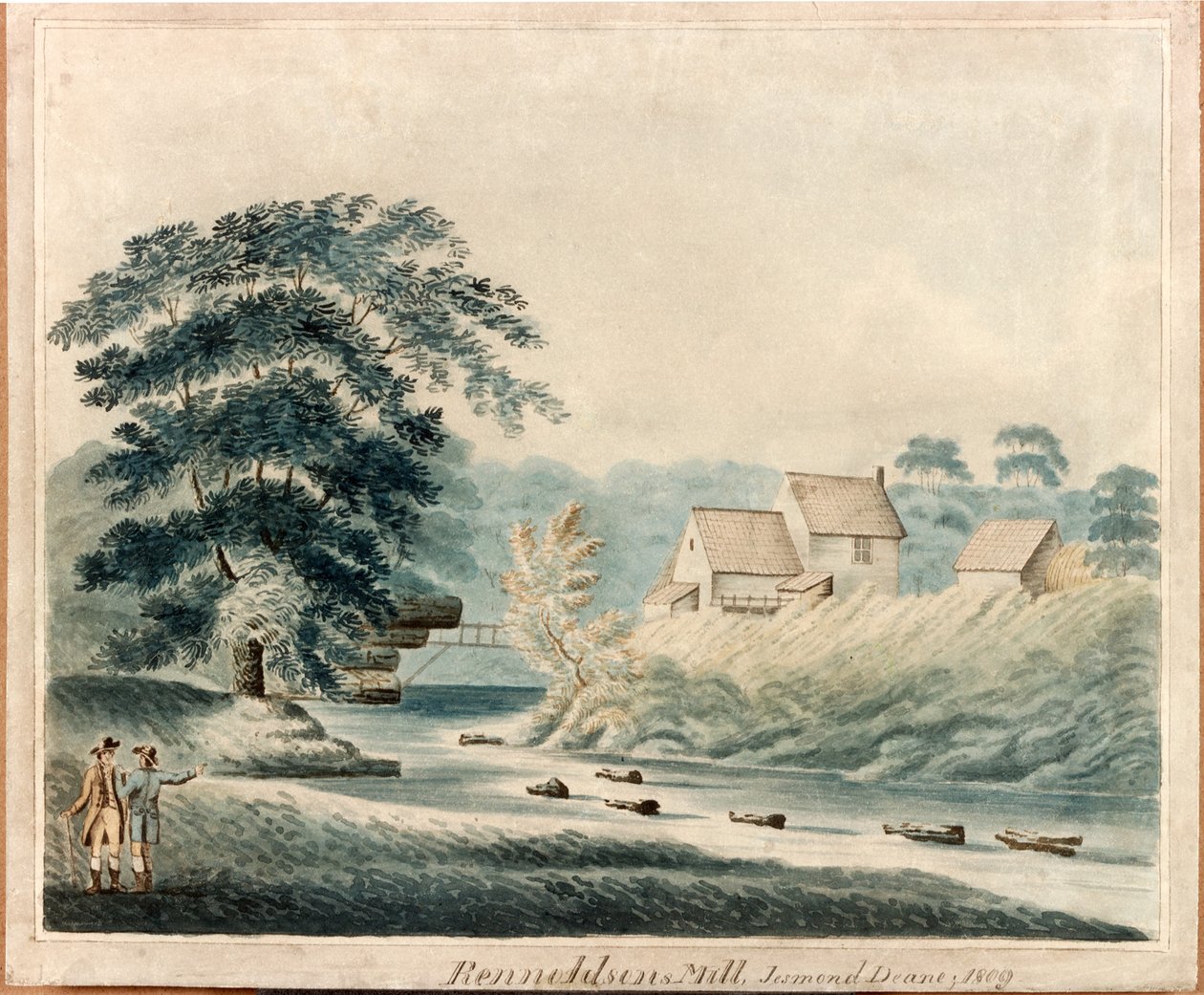 Reynoldson malma, Jesmond Dene, 1809 (tinta és WC papíron) alkotó: J. Littlefear