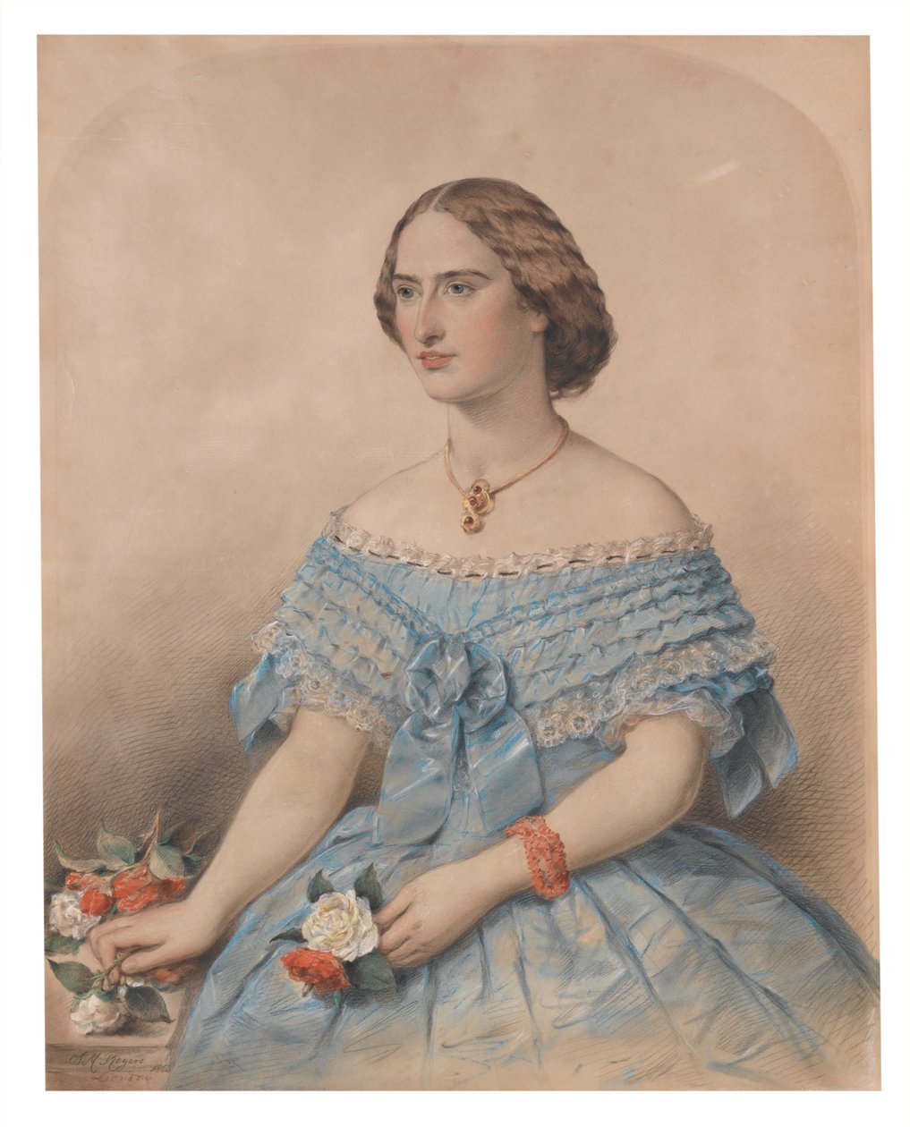 Fiatal nő portréja, Miss Floe, 1863 (pasztell, papír) alkotó: J. M. Rogers