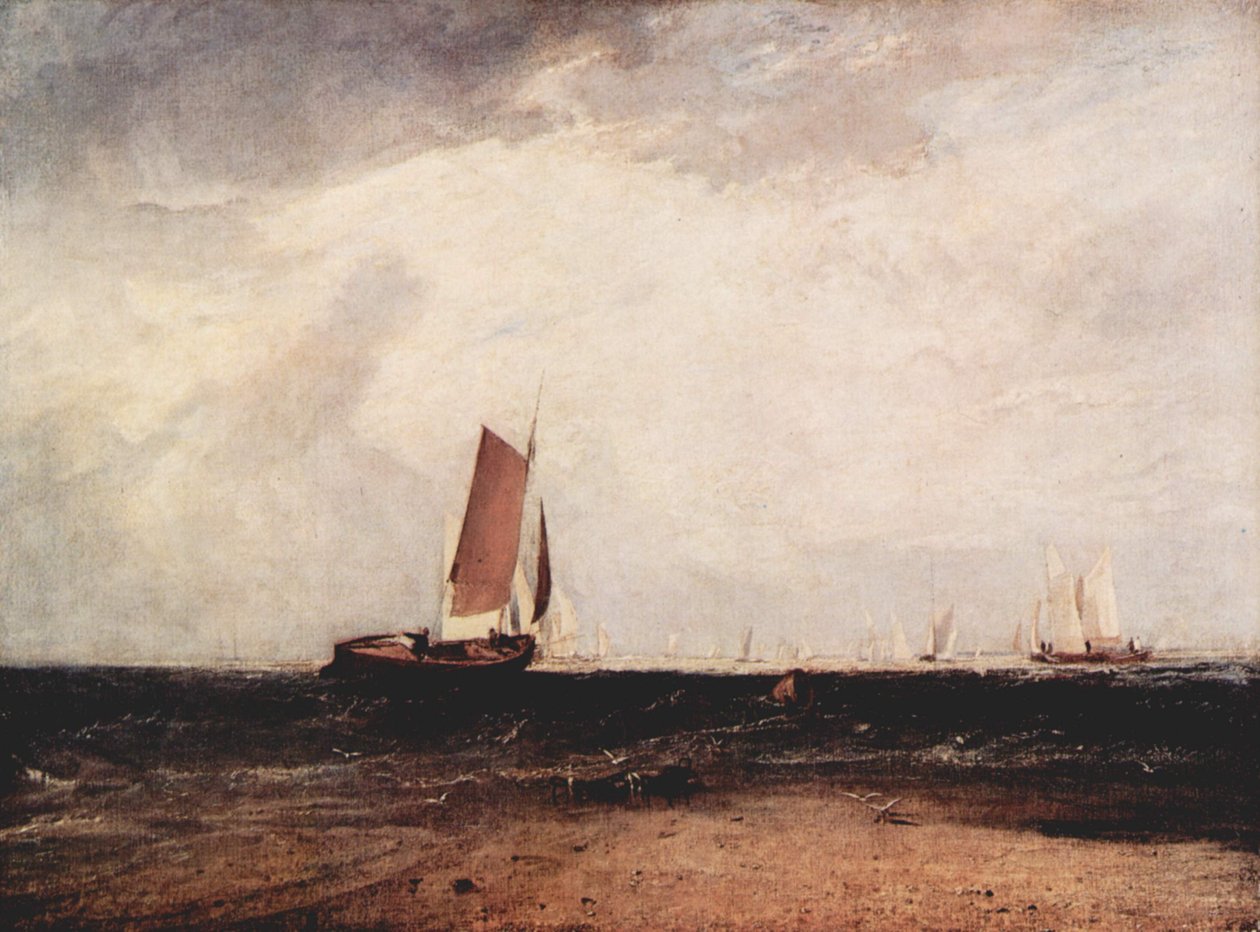 Horgászat Blythe homokján, amikor bejön az árapály alkotó: Joseph Mallord William Turner