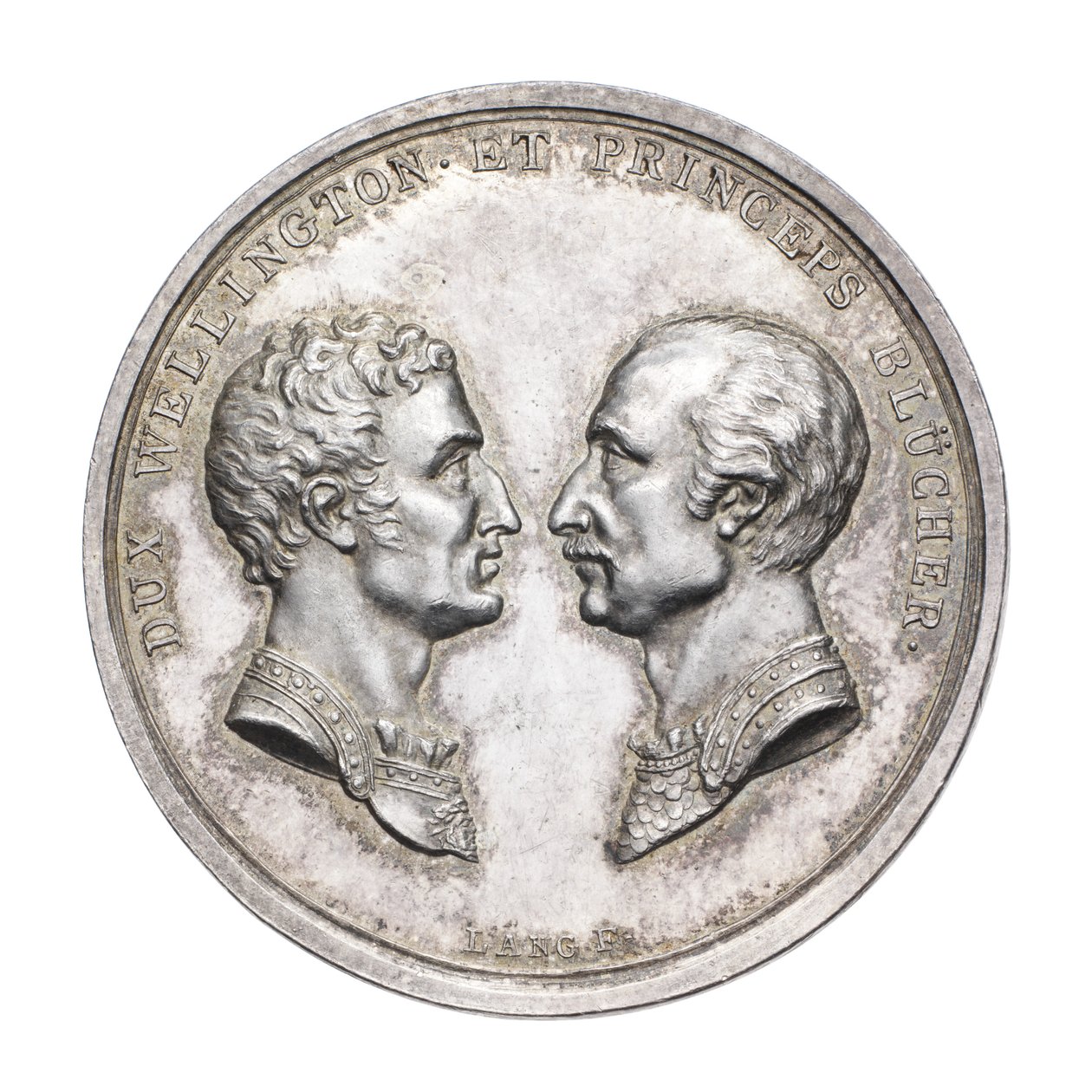 Érem Wellington hercegének és von Blücher tábornagynak 1815, 1815 körül (ezüst) alkotó: J. N. Lang