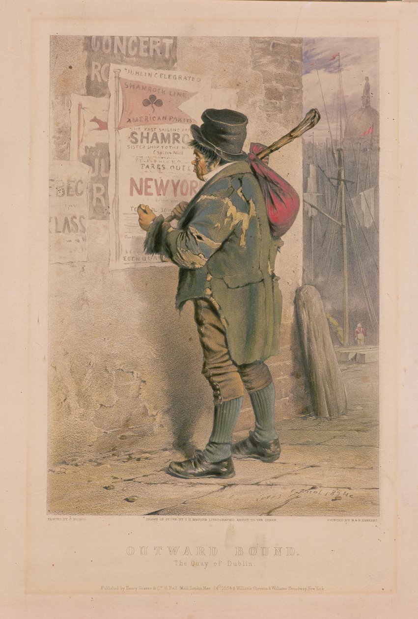 Outward Bound, The Quay of Dublin, metszett T.H. Maguire, 1854 (lásd: 189921) alkotó: J Nicol