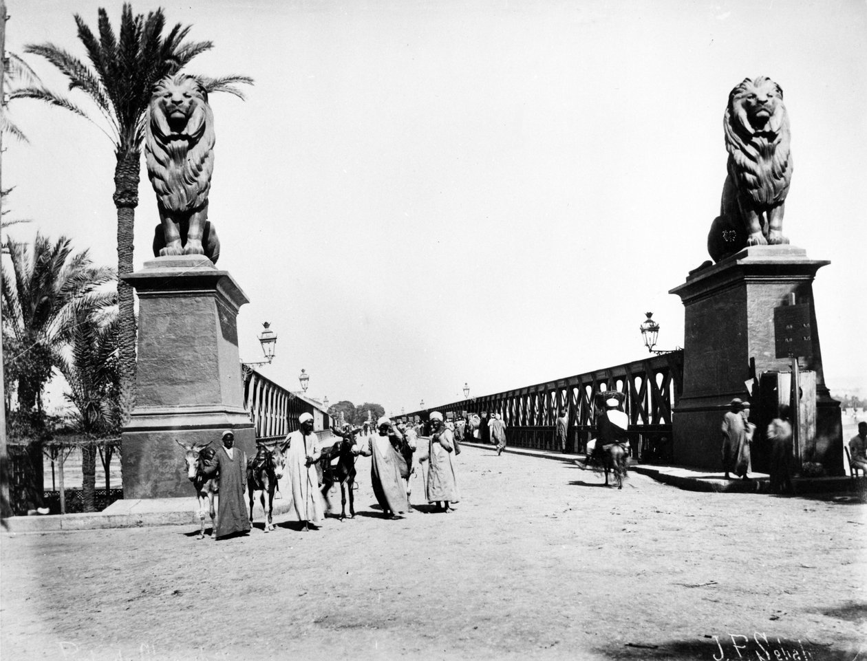 Kobri el Gezira híd, Kairó, 1880 körül alkotó: J. Pascal Sebah