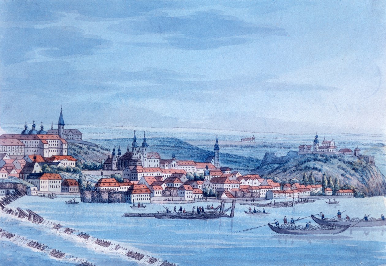 Újváros látképe, Prága, 1820 után alkotó: J. Rattay