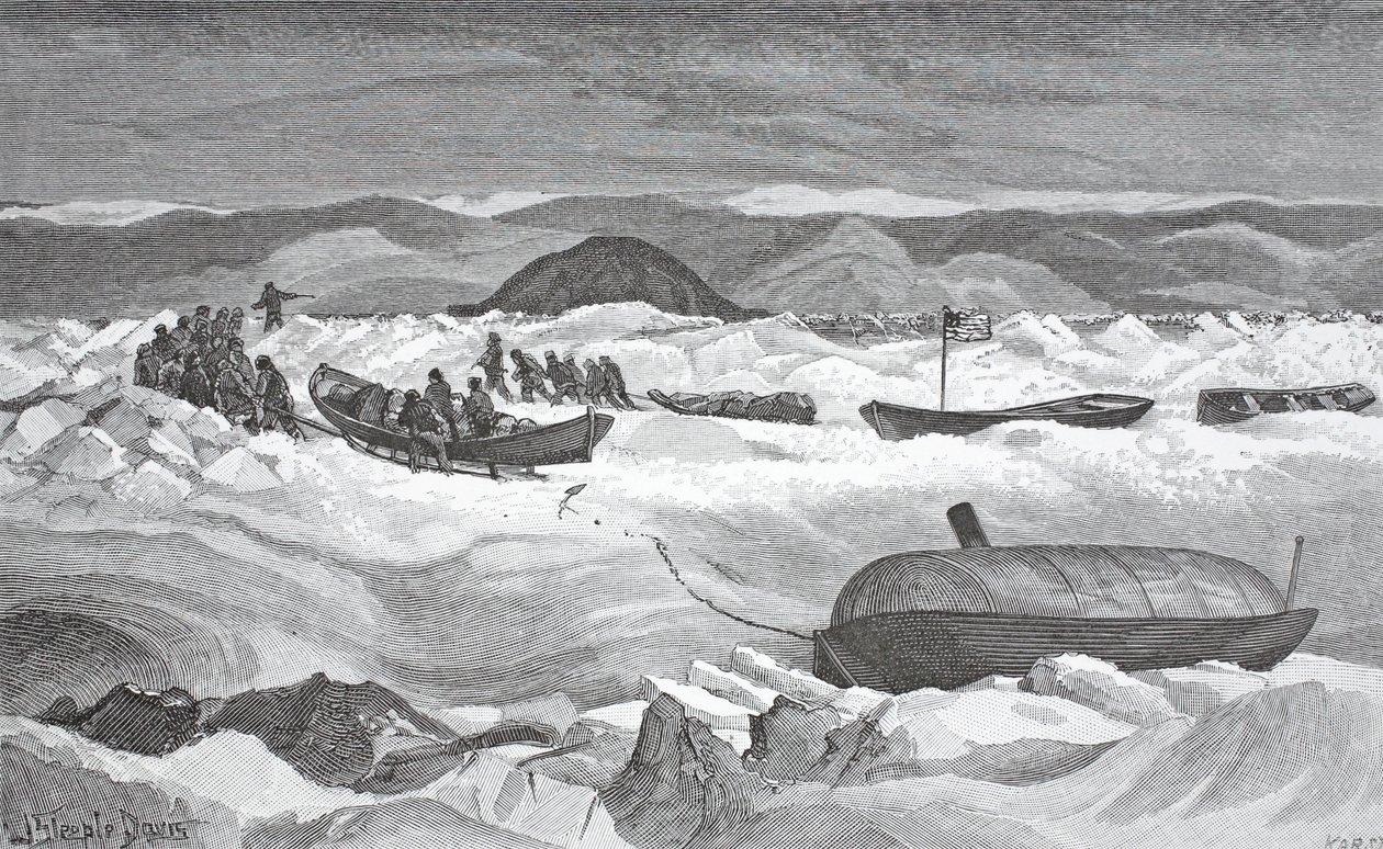 Abandinging launch, Lady Greely, 1883. szeptember 10., pub. London 1886 alkotó: J. Steeple Davis