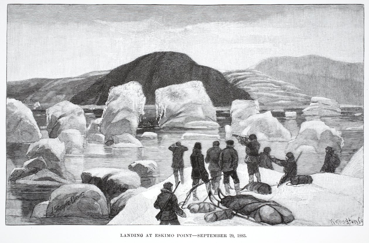 Leszállás Eskimo Pointban, 1883. szeptember 29., Pub. London 1886 alkotó: J. Steeple Davis