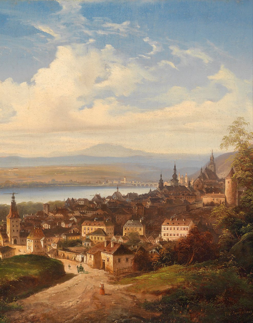 Kilátás a Kremsre / a Dunára alkotó: J. Wilhelm Jankowsky