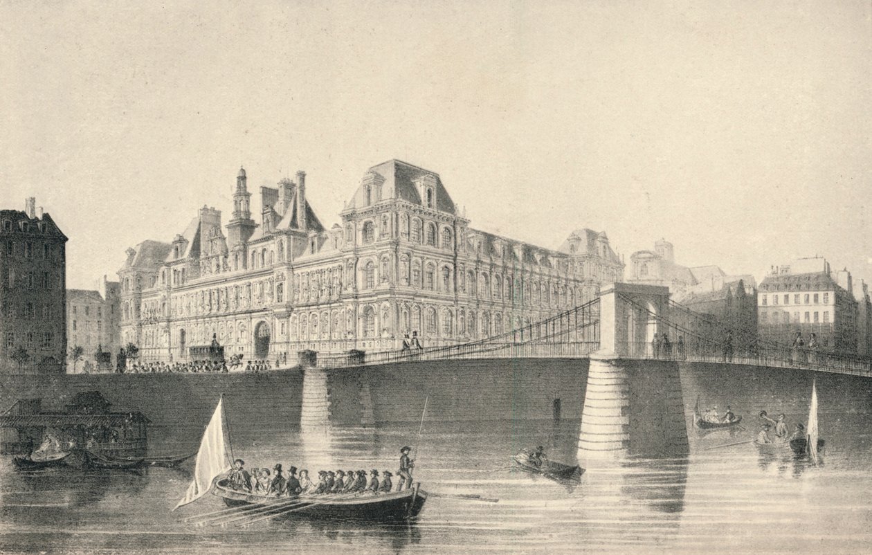 Kilátás a Hotel de Ville-re és a Pont dArcole-ra, 1915 alkotó: J.B. Arnout