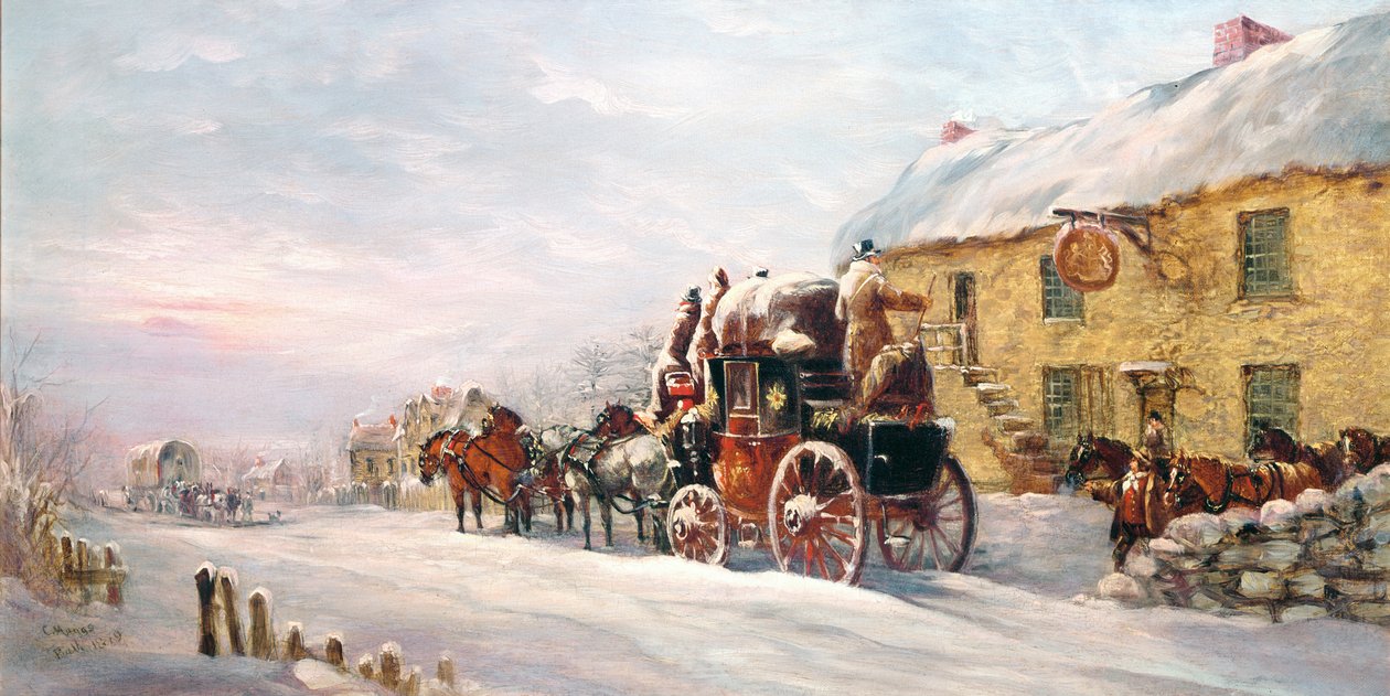 Színpadi edző a kocsmán kívül, Bath 1819 alkotó: J.C. Maggs