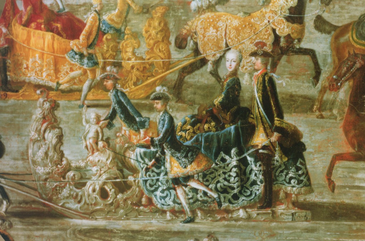 A császári szánkózás II. József osztrák császár és 2. feleségével, Maria Josepha von Bayernnel való házasságkötés alkalmából: egy szán részlete (lásd még: 87694) alkotó: J.C. Auerbach