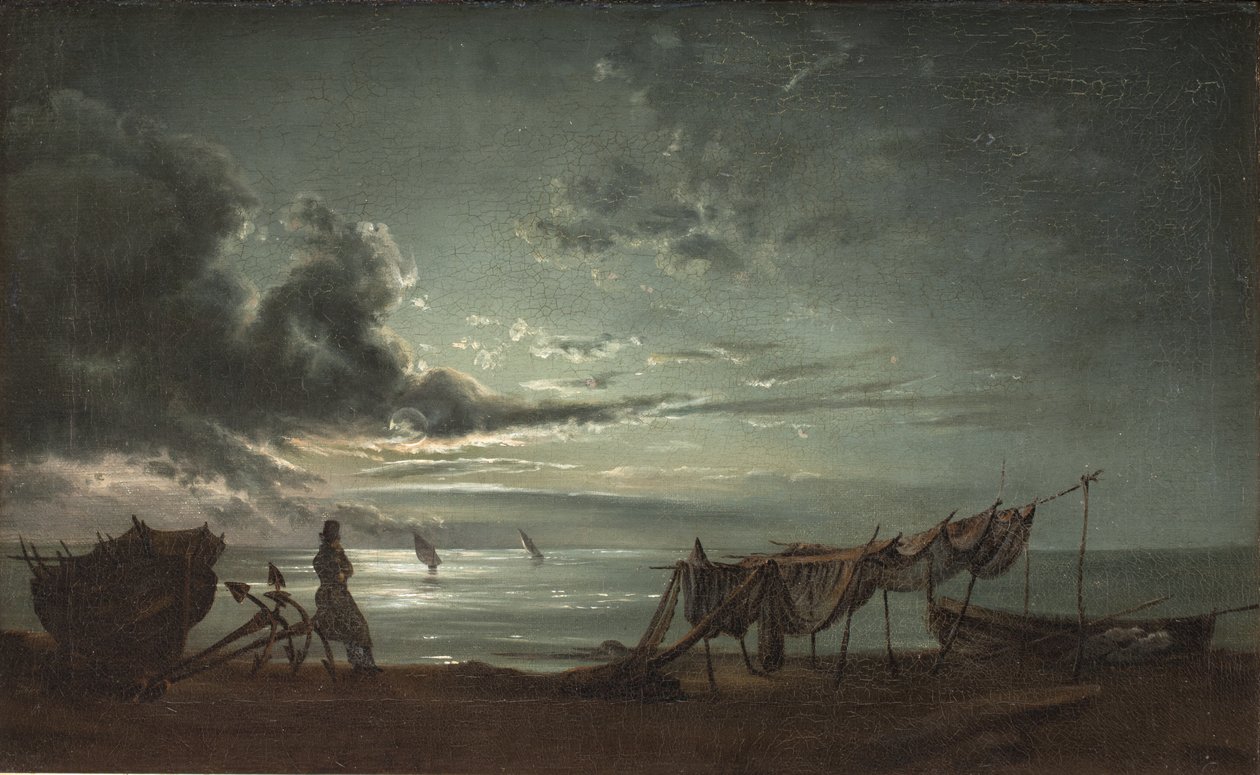 A Nápolyi-öböl. Holdfény alkotó: Johan Christian Dahl
