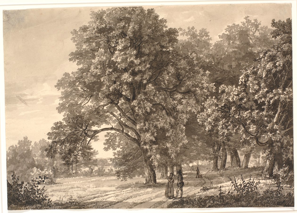 Kilátás egy útra egy erdőben Sorø közelében, Zélandon alkotó: Johan Christian Dahl