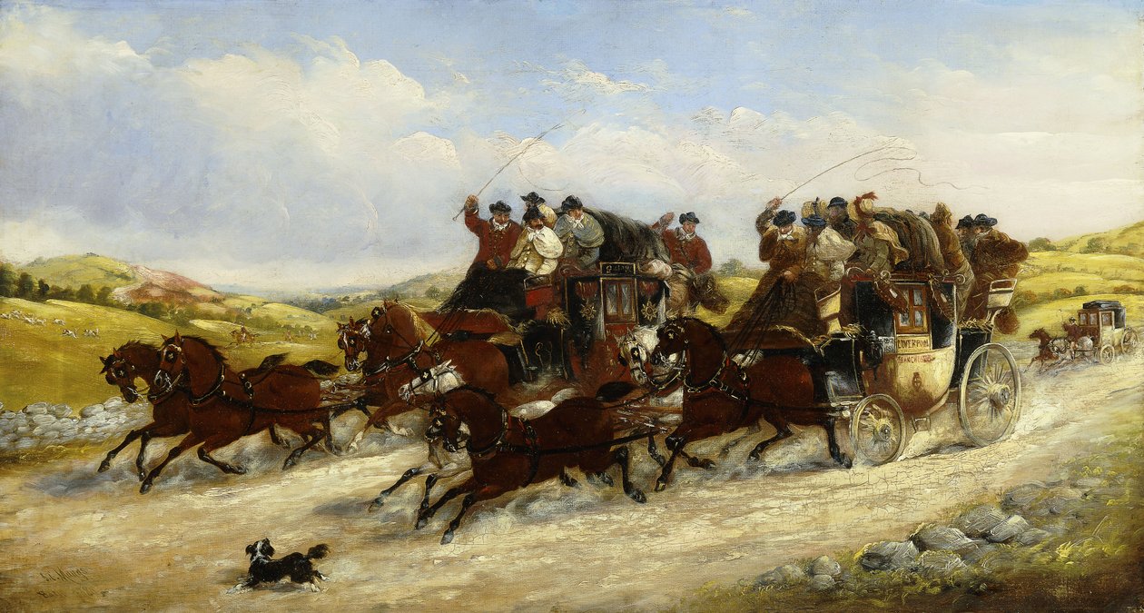 Verseny a Liverpooltól Manchesterig egy vadászattal, 1880 alkotó: J.C. Maggs