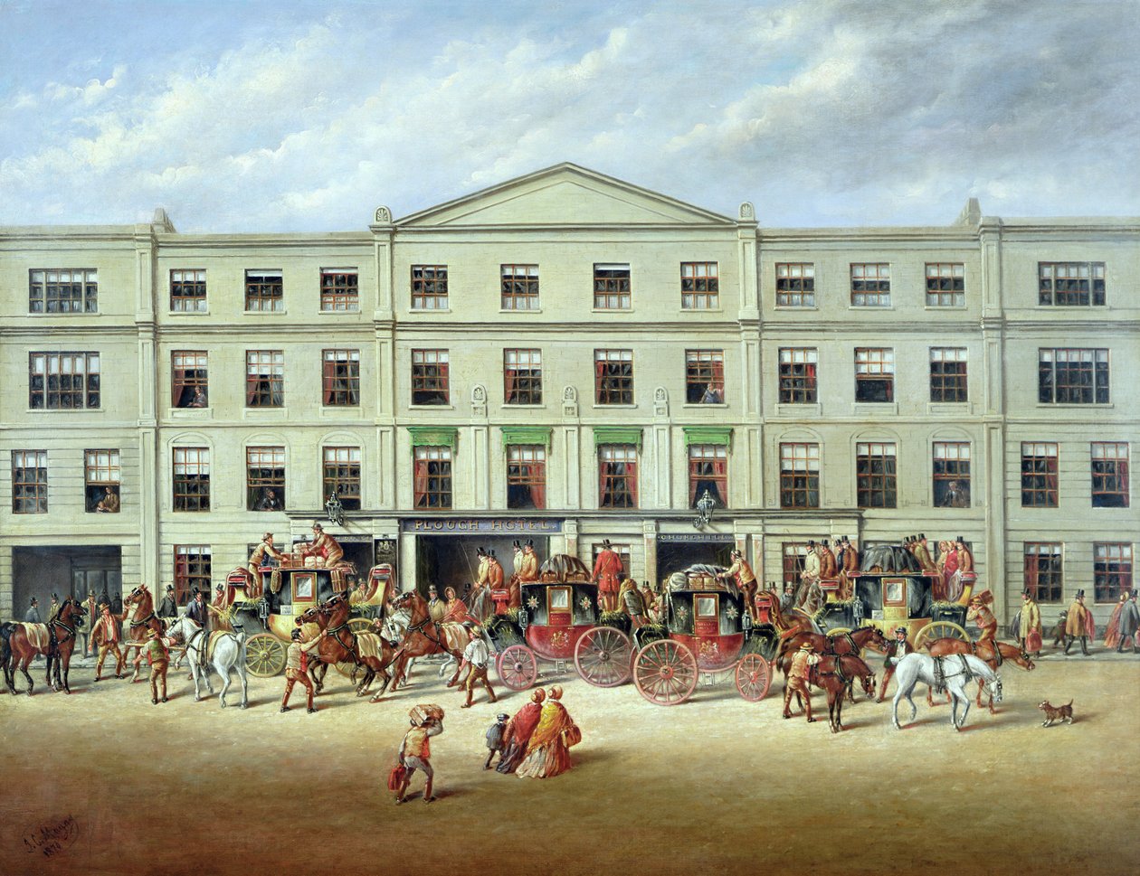 Lócsere a Plough Innen kívül, Cheltenham, 1870 alkotó: J.C. Maggs