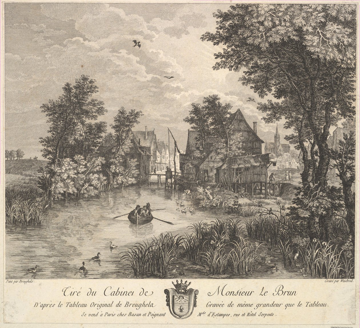 Folyói táj a festmény után Poullain úr szekrényében, 1780. alkotó: JF Borgnet