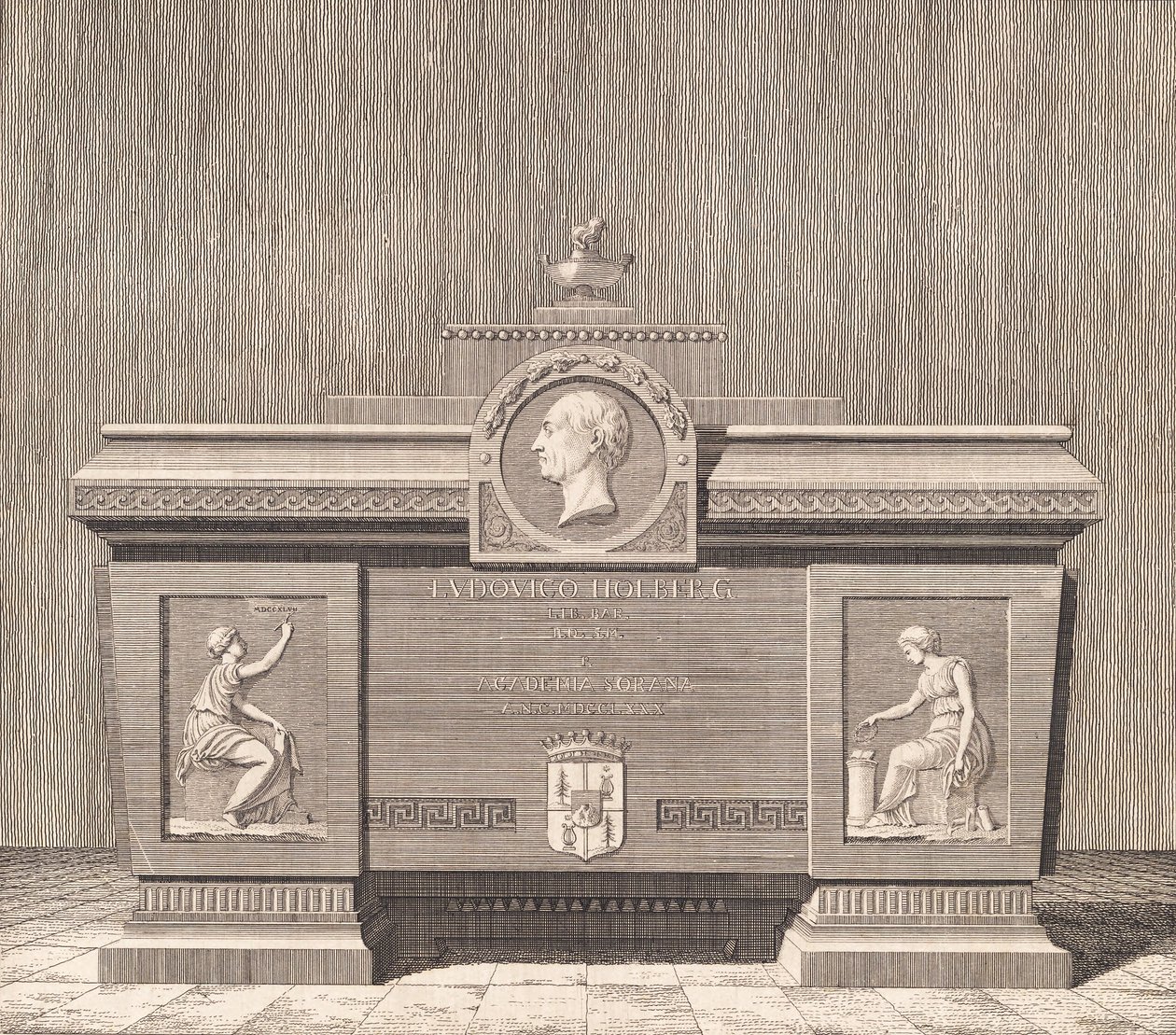 Ludvig Holberg szarkofágja Sorø-ben alkotó: J.F. Clemens