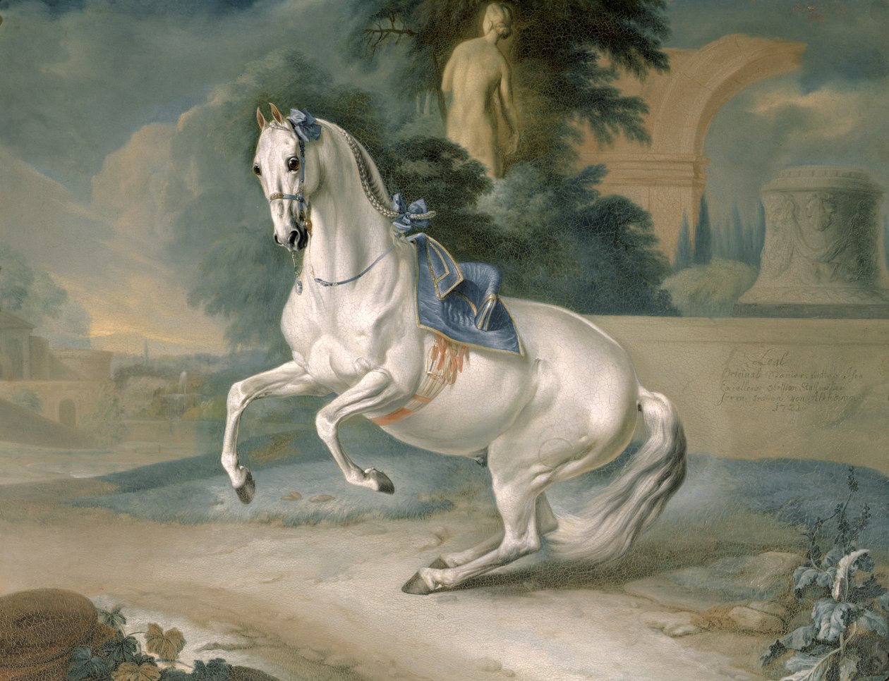 A fehér mén „Leal” en levade, 1721 alkotó: J.G. and Brand, J.C. Hamilton