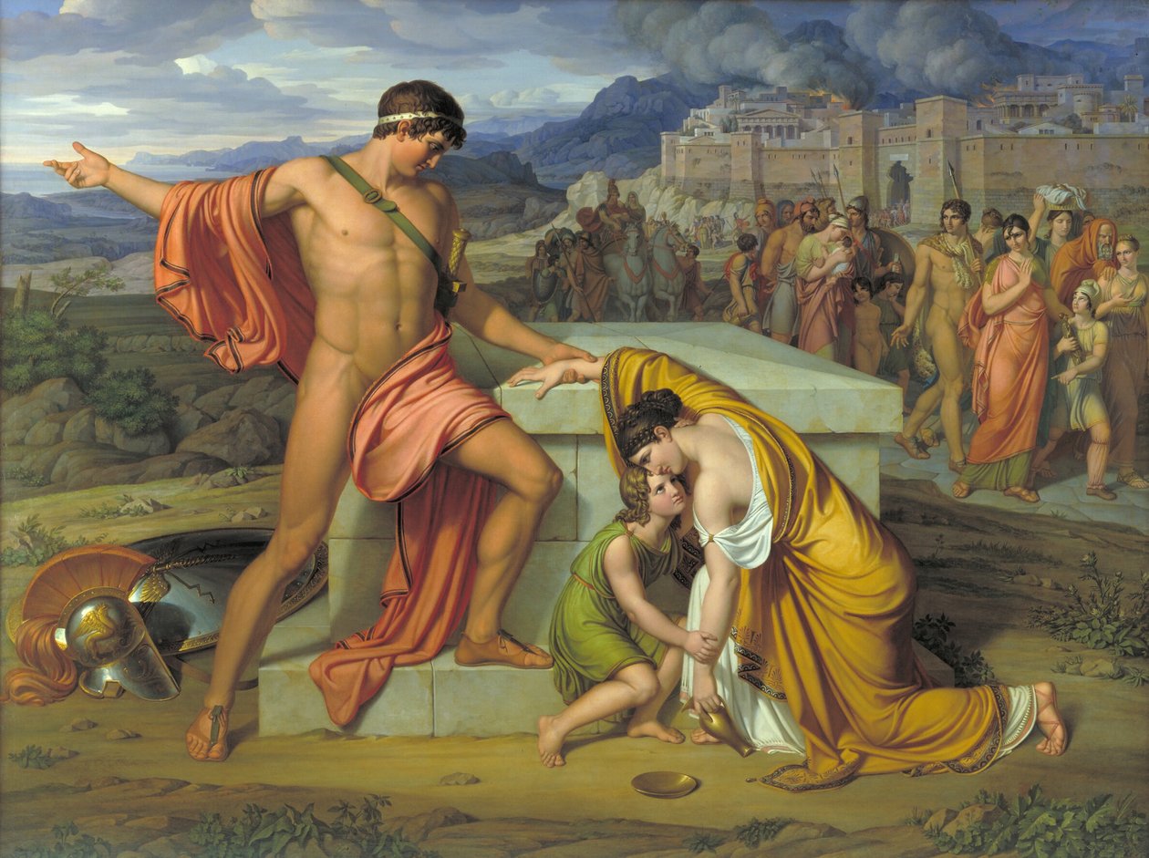 Pyrrhus és Andromache Hektor sírjánál alkotó: J.L. Lund