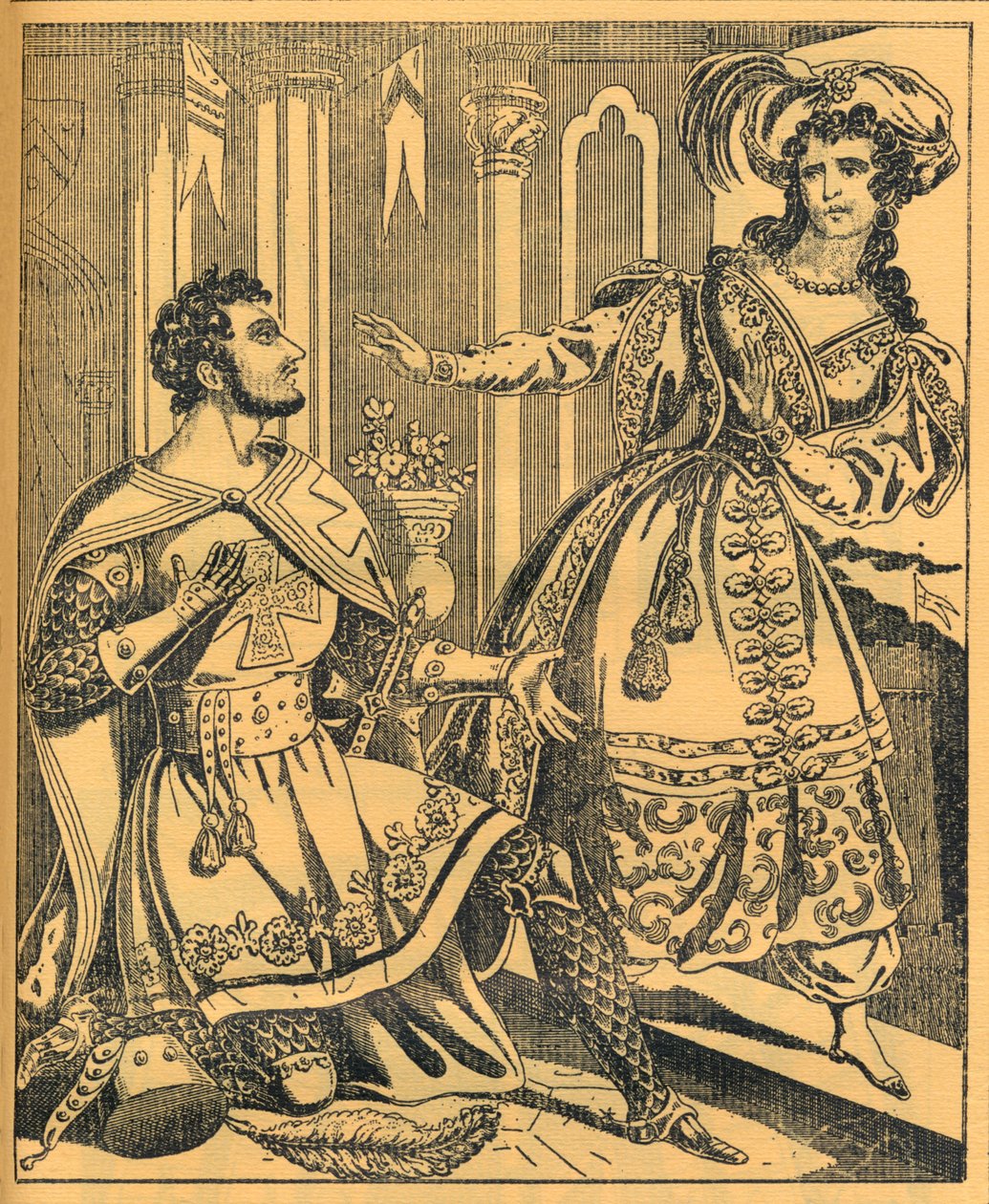 „Ivanhoe: Sir Brian de Bois Guilbert és Rebecca”, 19. század alkotó: JL Marks
