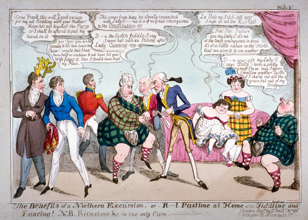 "Az északi kirándulás előnyei, vagy otthoni időtöltés, azaz hegedülés és tánc!", c1822 alkotó: JL Marks