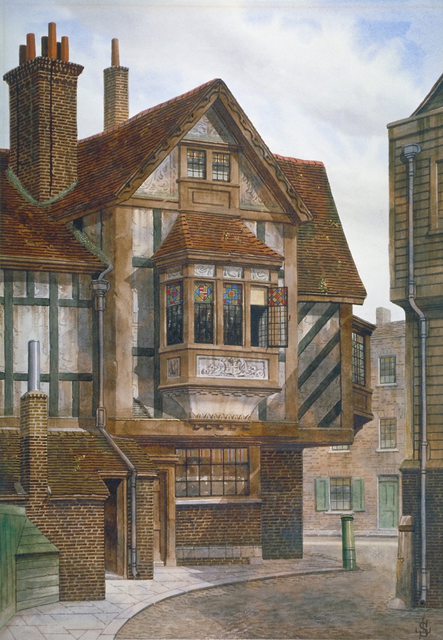Házak Bishopsgate-ben, London Cityben, 1860. alkotó: JL Stewart