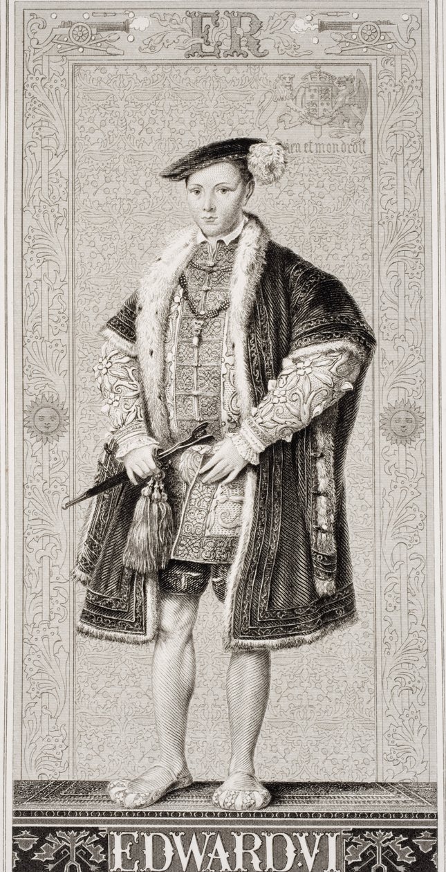 VI. Edward (1537-53) az "Illustrations of English and Scottish History" I. kötetéből. alkotó: J.L. Williams