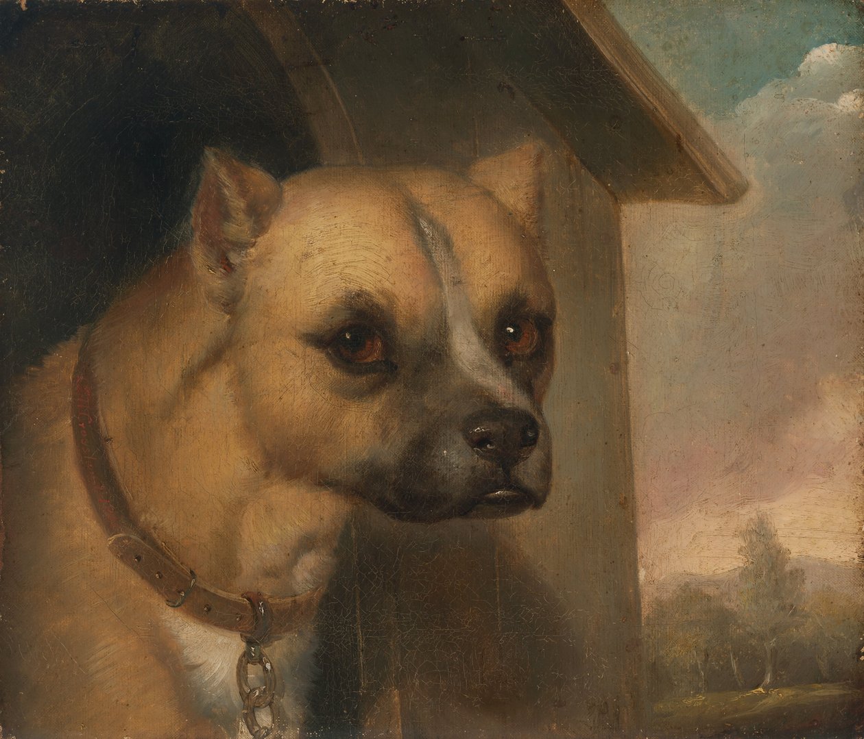 John Gower tiszteleteshez tartozó Staffordshire bull terrier alkotó: J.M. Crossland
