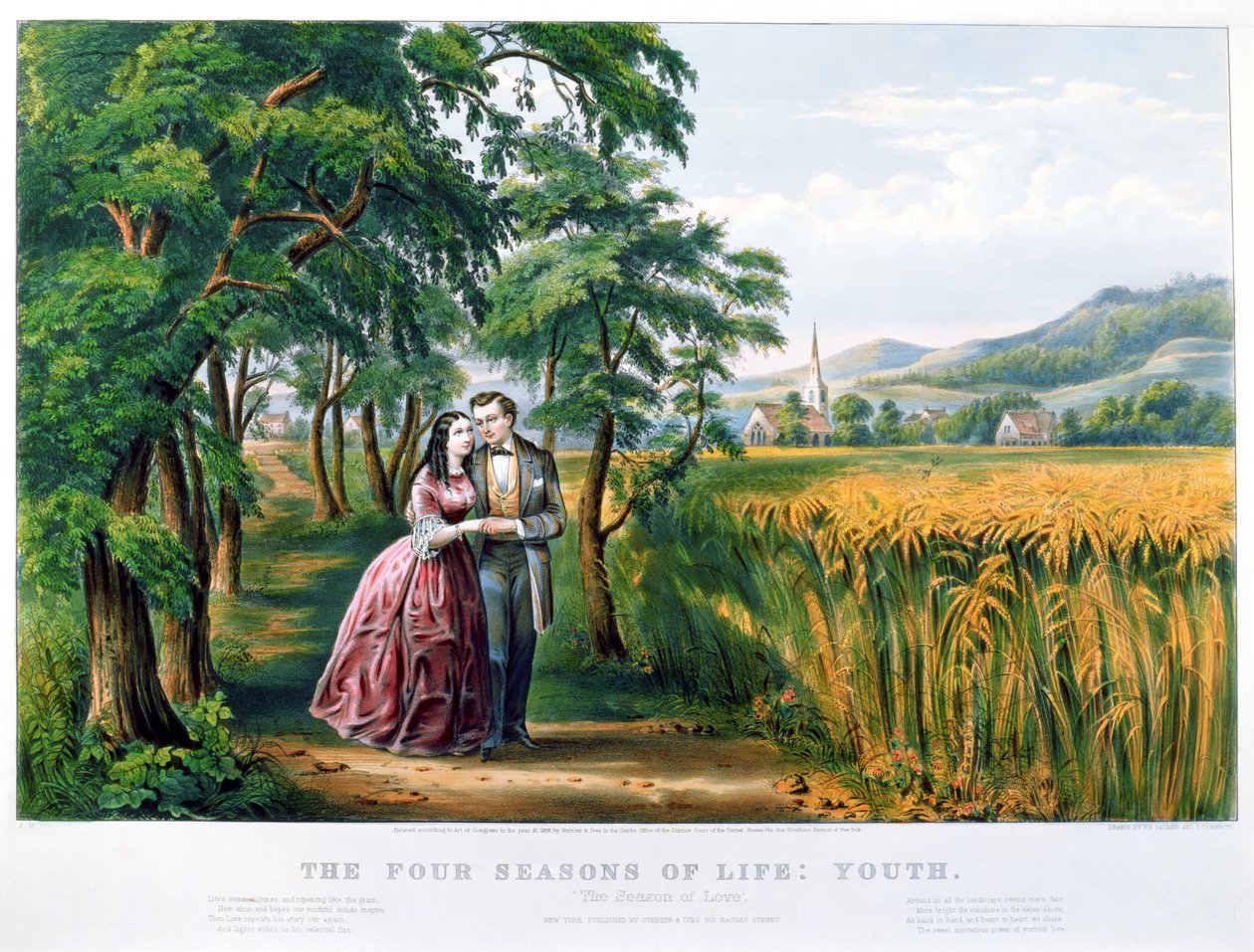 Az élet négy évszaka: Ifjúság, "A szerelem évszaka", Parsons és Atwater metszet, pub. Currier és Ives, New York, 1868 (lásd: 87970, 87966) alkotó: N. and Ives, J.M. Currier