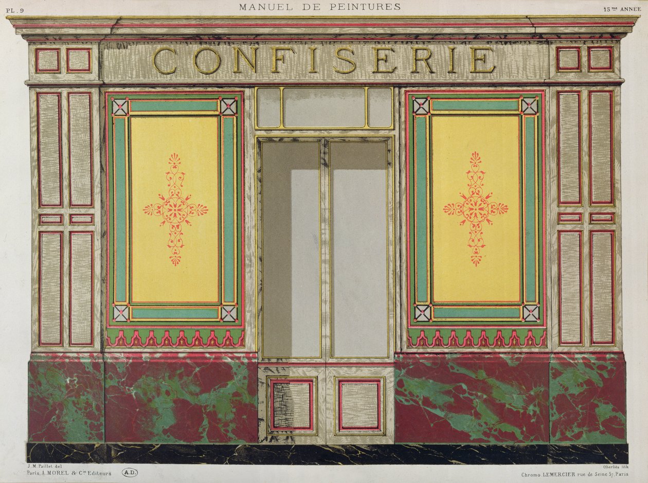 Üzletház homlokzati kialakítása egy Confiserie számára, 1861 alkotó: J.M. Paillet